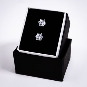 .925 Silver Round Cut CZ Diamond Earrings